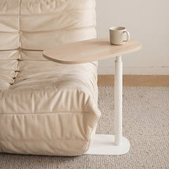 Buddy Natural & White Adjustable Rotating Side Table - Ornate Home