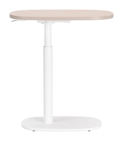 Buddy Natural & White Adjustable Rotating Side Table - Ornate Home