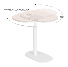 Buddy Natural & White Adjustable Rotating Side Table - Ornate Home