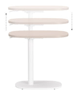 Buddy Natural & White Adjustable Rotating Side Table - Ornate Home