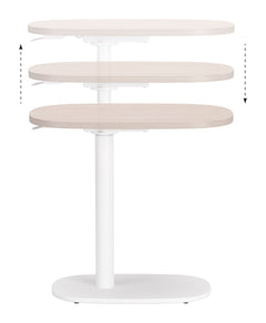 Buddy Natural & White Adjustable Rotating Side Table - Ornate Home