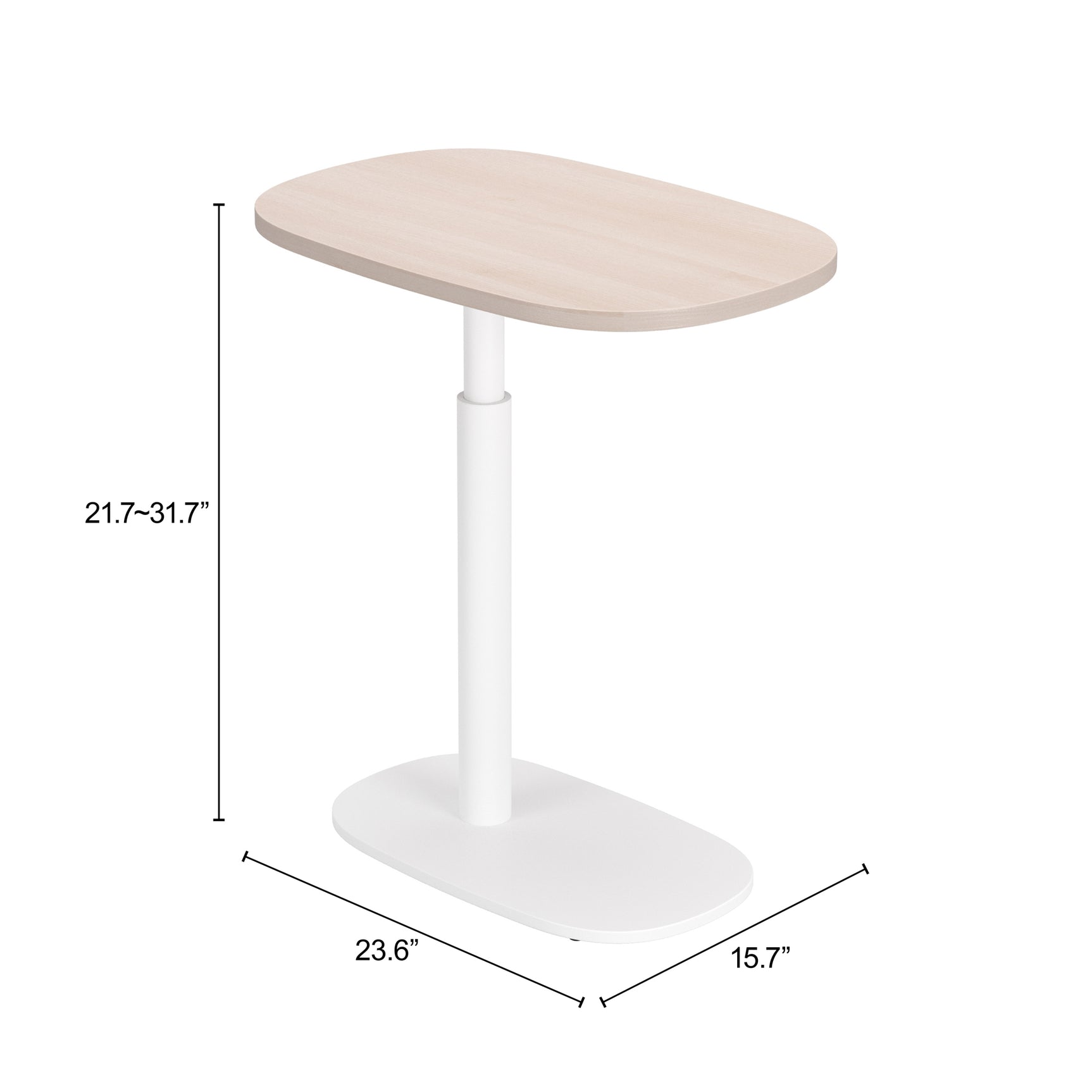 Buddy Natural & White Adjustable Rotating Side Table - Ornate Home