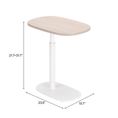 Buddy Natural & White Adjustable Rotating Side Table - Ornate Home