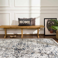 Buenaventura Cream & Navy Area Rug - Clearance - Ornate Home