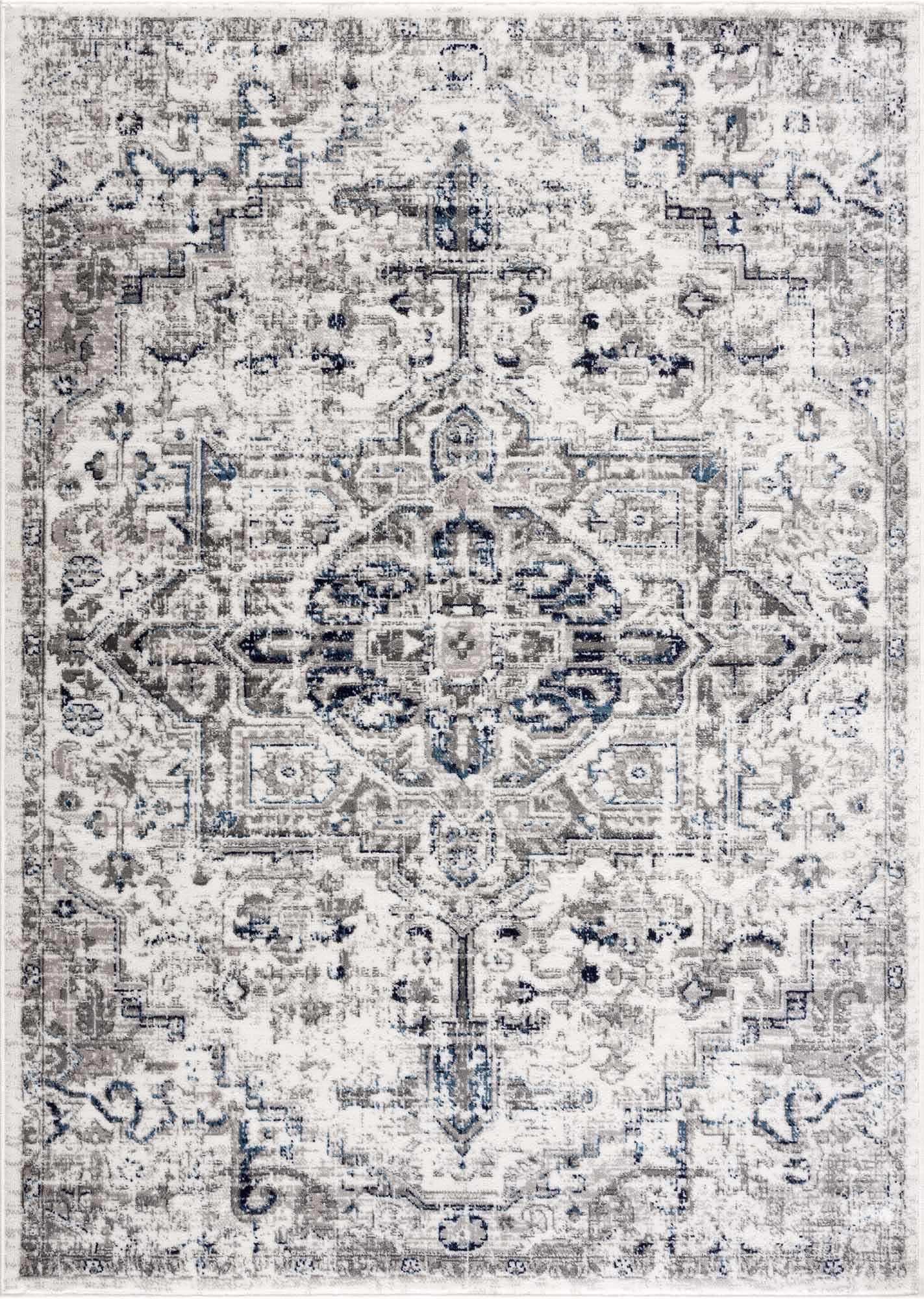 Buenaventura Cream & Navy Area Rug - Ornate Home