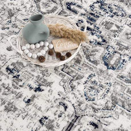 Buenaventura Cream & Navy Area Rug - Ornate Home