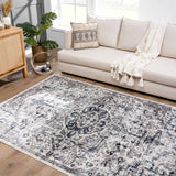 Buenaventura Cream & Navy Area Rug - Ornate Home