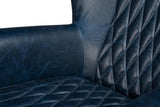 Bugatti Blue Leather Swivel Chair - Ornate Home