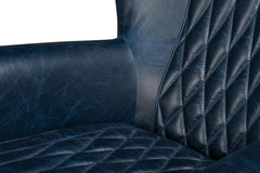 Bugatti Blue Leather Swivel Chair - Ornate Home