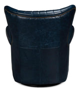 Bugatti Blue Leather Swivel Chair - Ornate Home