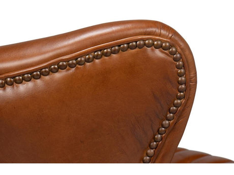 Bugatti Brown Leather Swivel Chair - Ornate Home