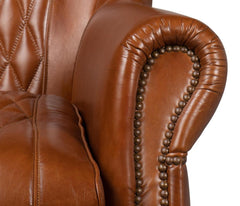 Bugatti Brown Leather Swivel Chair - Ornate Home