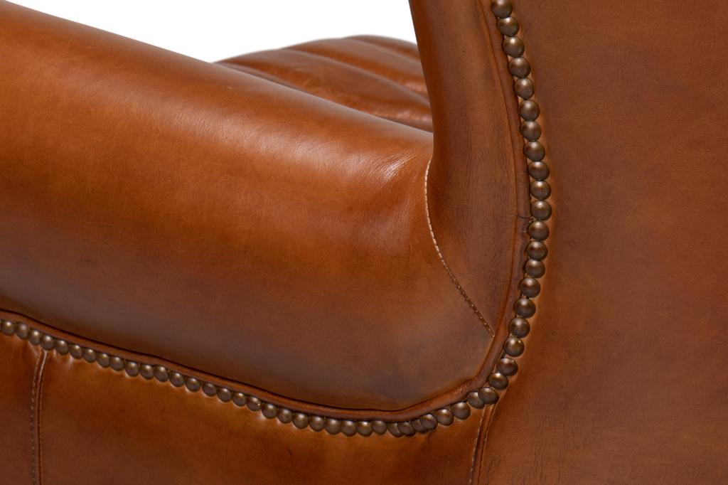 Bugatti Brown Leather Swivel Chair - Ornate Home