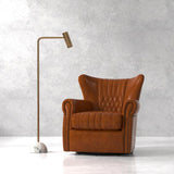 Bugatti Brown Leather Swivel Chair - Ornate Home
