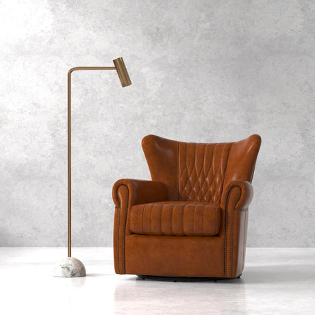 Bugatti Brown Leather Swivel Chair - Ornate Home