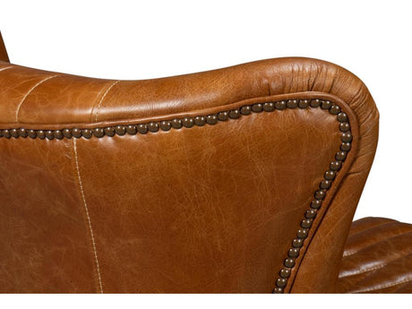 Bugatti Brown Leather Swivel Chair - Ornate Home