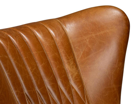 Bugatti Brown Leather Swivel Chair - Ornate Home