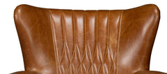 Bugatti Brown Leather Swivel Chair - Ornate Home