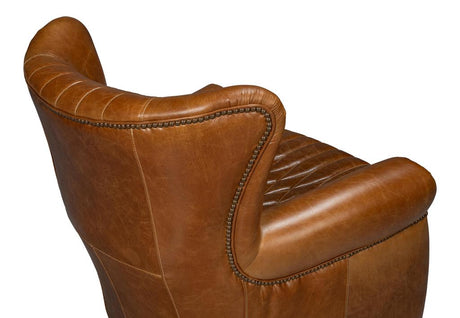 Bugatti Brown Leather Swivel Chair - Ornate Home
