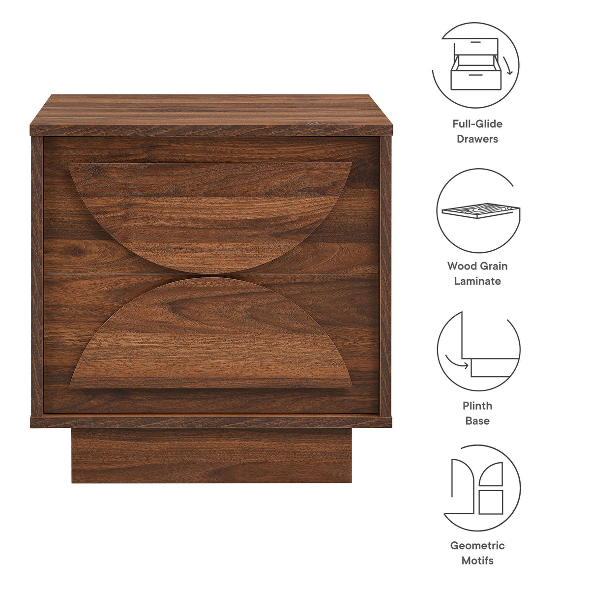 Bulwark Walnut 2-Drawer Nightstand - Ornate Home