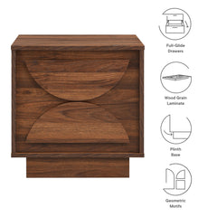 Bulwark Walnut 2-Drawer Nightstand - Ornate Home
