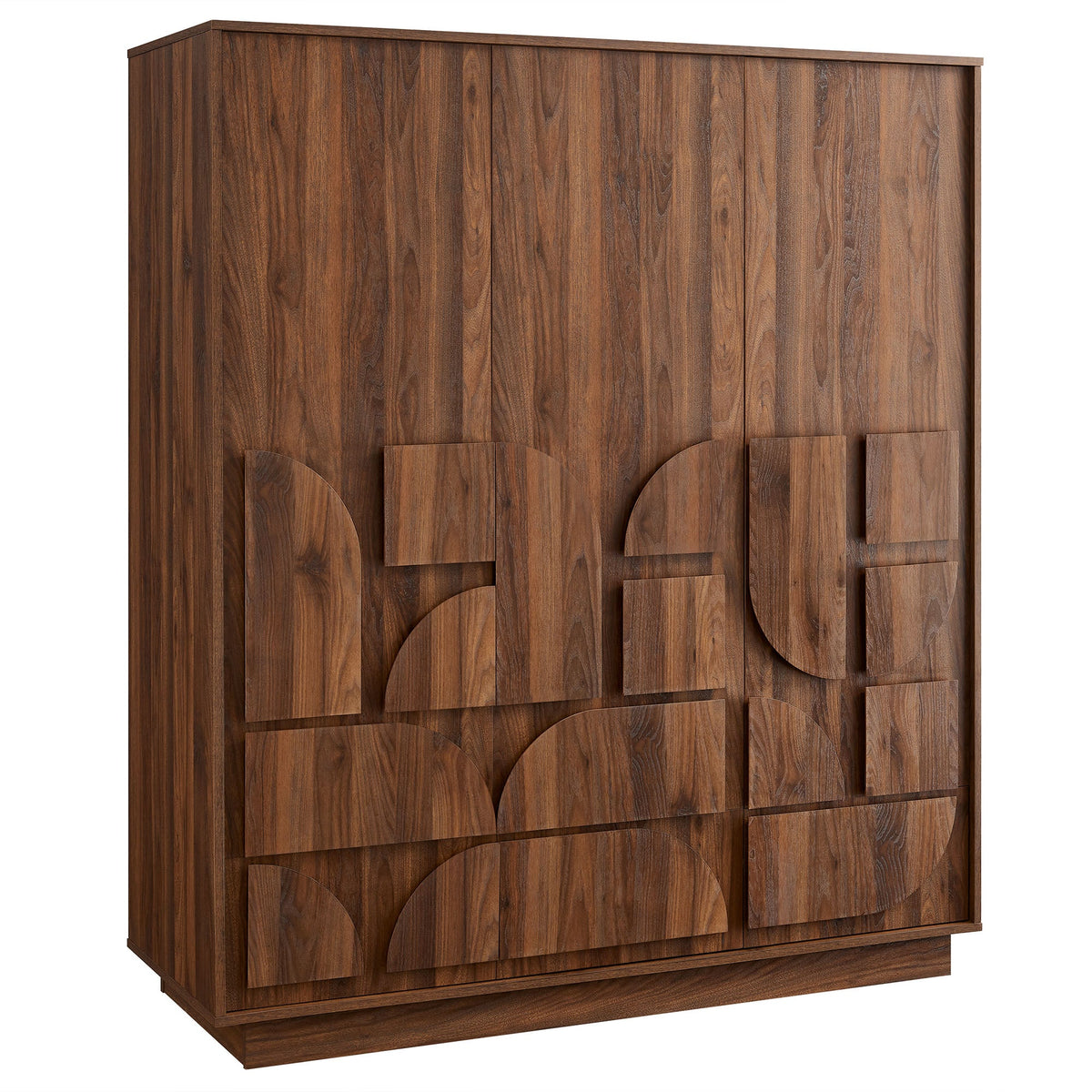 Bulwark Walnut 3-Door Wardrobe Closet - Ornate Home
