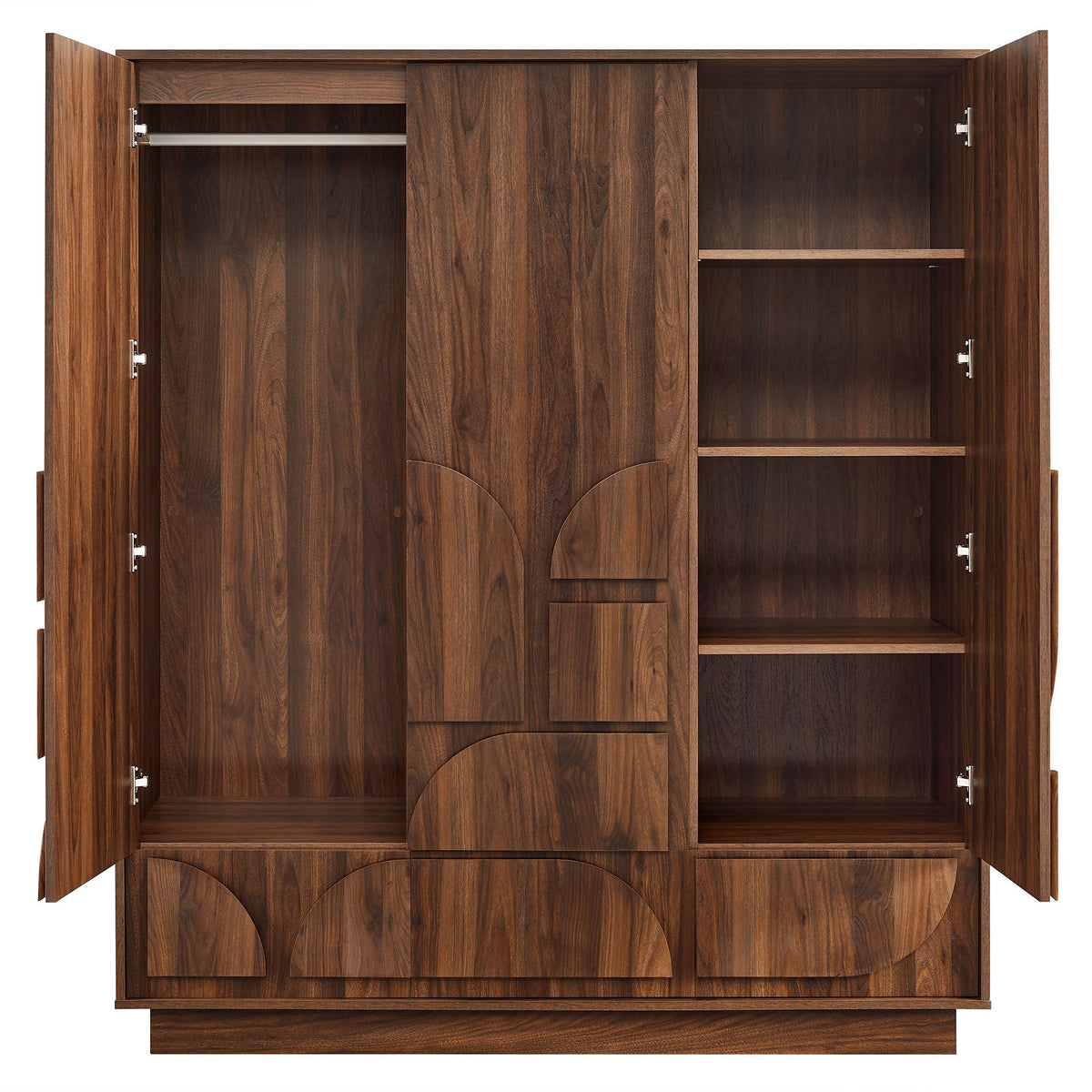 Bulwark Walnut 3-Door Wardrobe Closet - Ornate Home