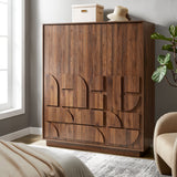 Bulwark Walnut 3-Door Wardrobe Closet - Ornate Home