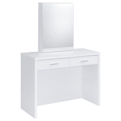 Bunbury White Makeup Vanity Table Set Storage Mirror and Stool - Ornate Home