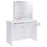 Bunbury White Makeup Vanity Table Set Storage Mirror and Stool - Ornate Home