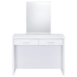 Bunbury White Makeup Vanity Table Set Storage Mirror and Stool - Ornate Home