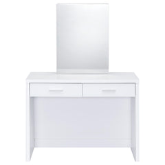 Bunbury White Makeup Vanity Table Set Storage Mirror and Stool - Ornate Home