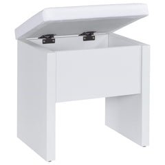 Bunbury White Makeup Vanity Table Set Storage Mirror and Stool - Ornate Home