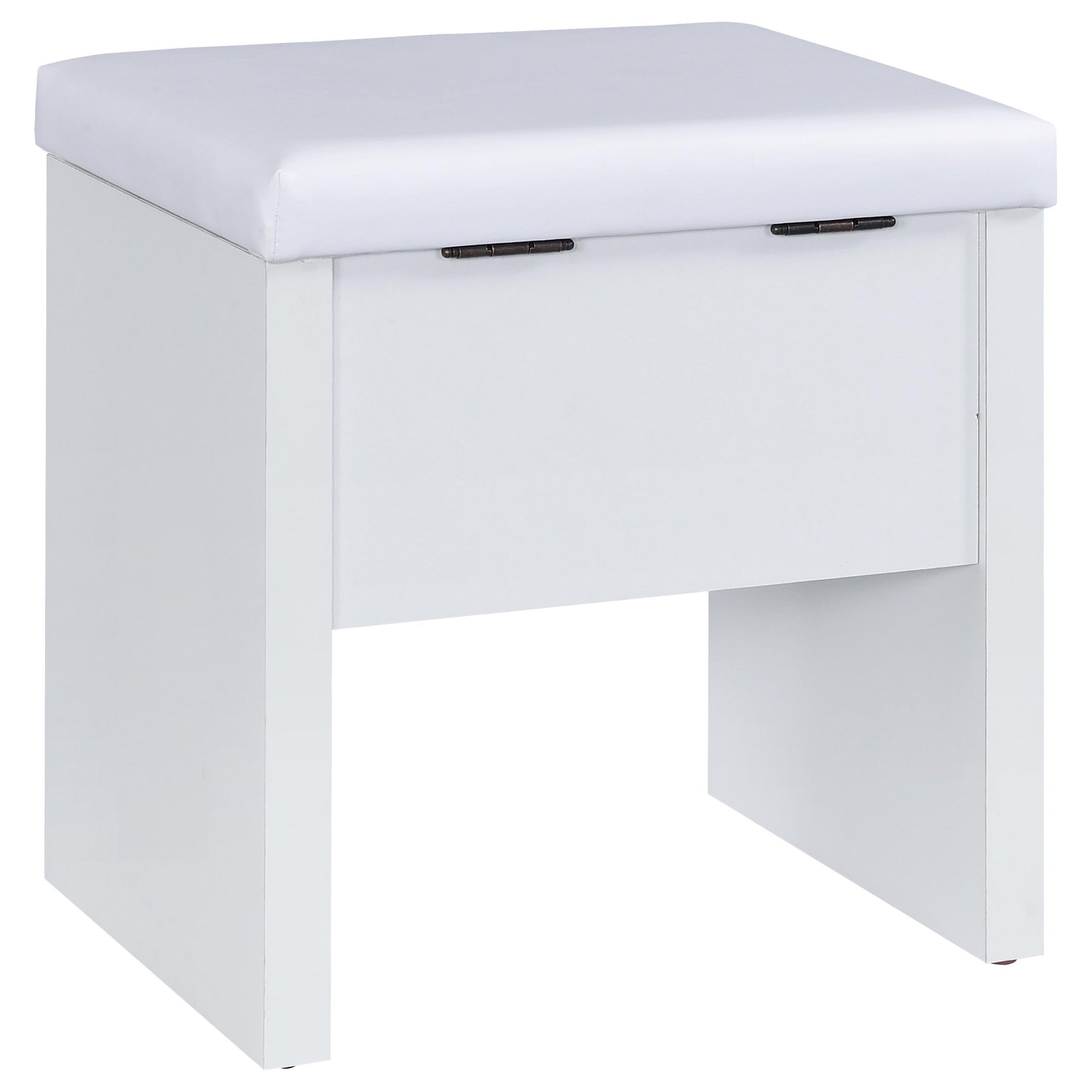 Bunbury White Makeup Vanity Table Set Storage Mirror and Stool - Ornate Home