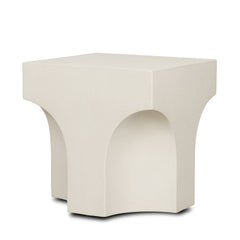 Bunda Ivory Square Sculptural Stone Finish Accent Table