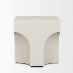 Bunda Ivory Square Sculptural Stone Finish Accent Table