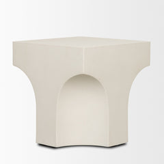 Bunda Ivory Square Sculptural Stone Finish Accent Table