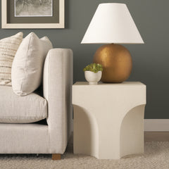 Bunda Ivory Square Sculptural Stone Finish Accent Table