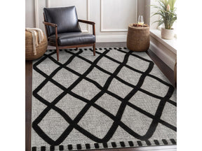 Bunny Black Gray Diamond Pattern Micro Loop Soft Non Shedding Area Rugs - Ornate Home