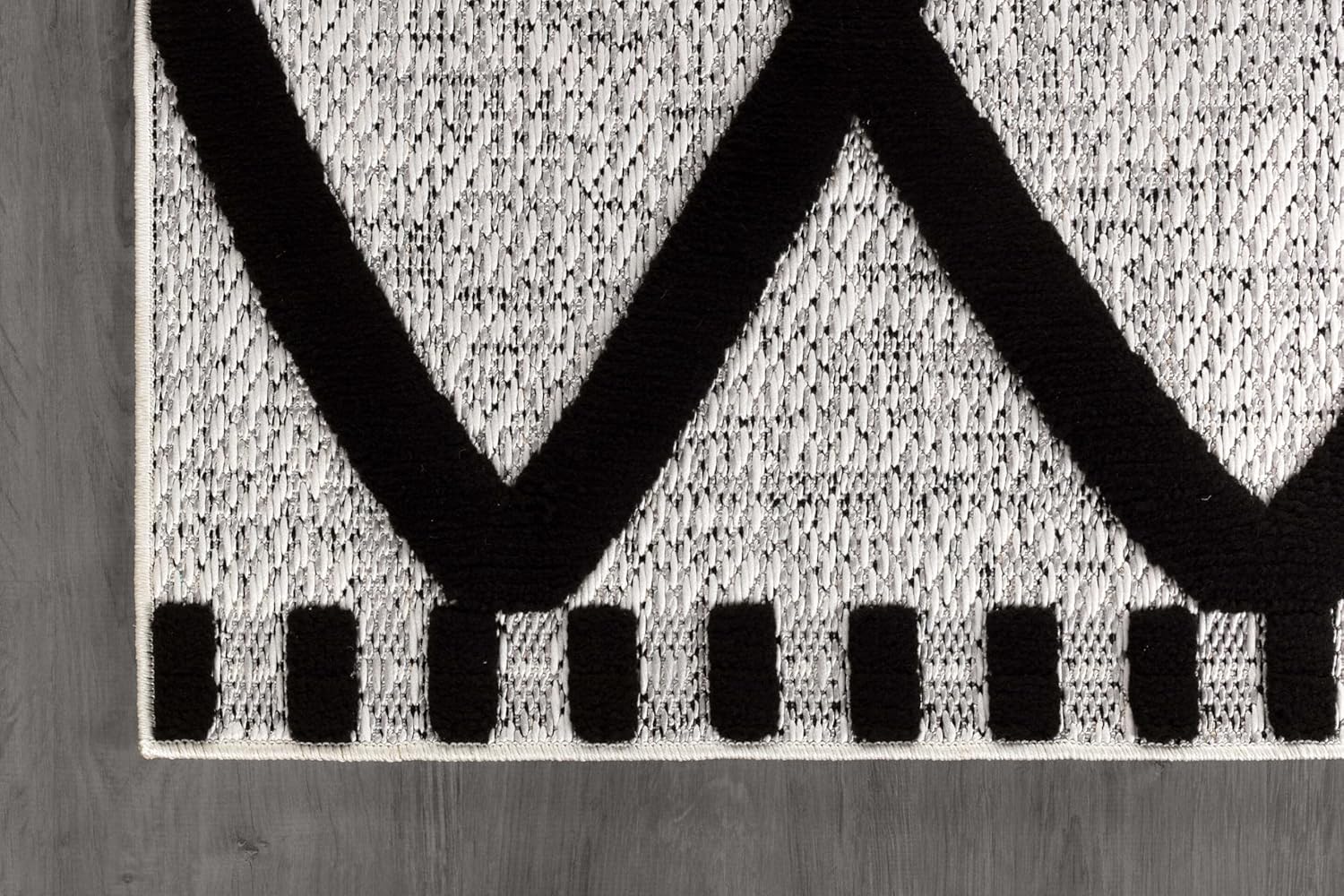 Bunny Black Gray Diamond Pattern Micro Loop Soft Non Shedding Area Rugs - Ornate Home