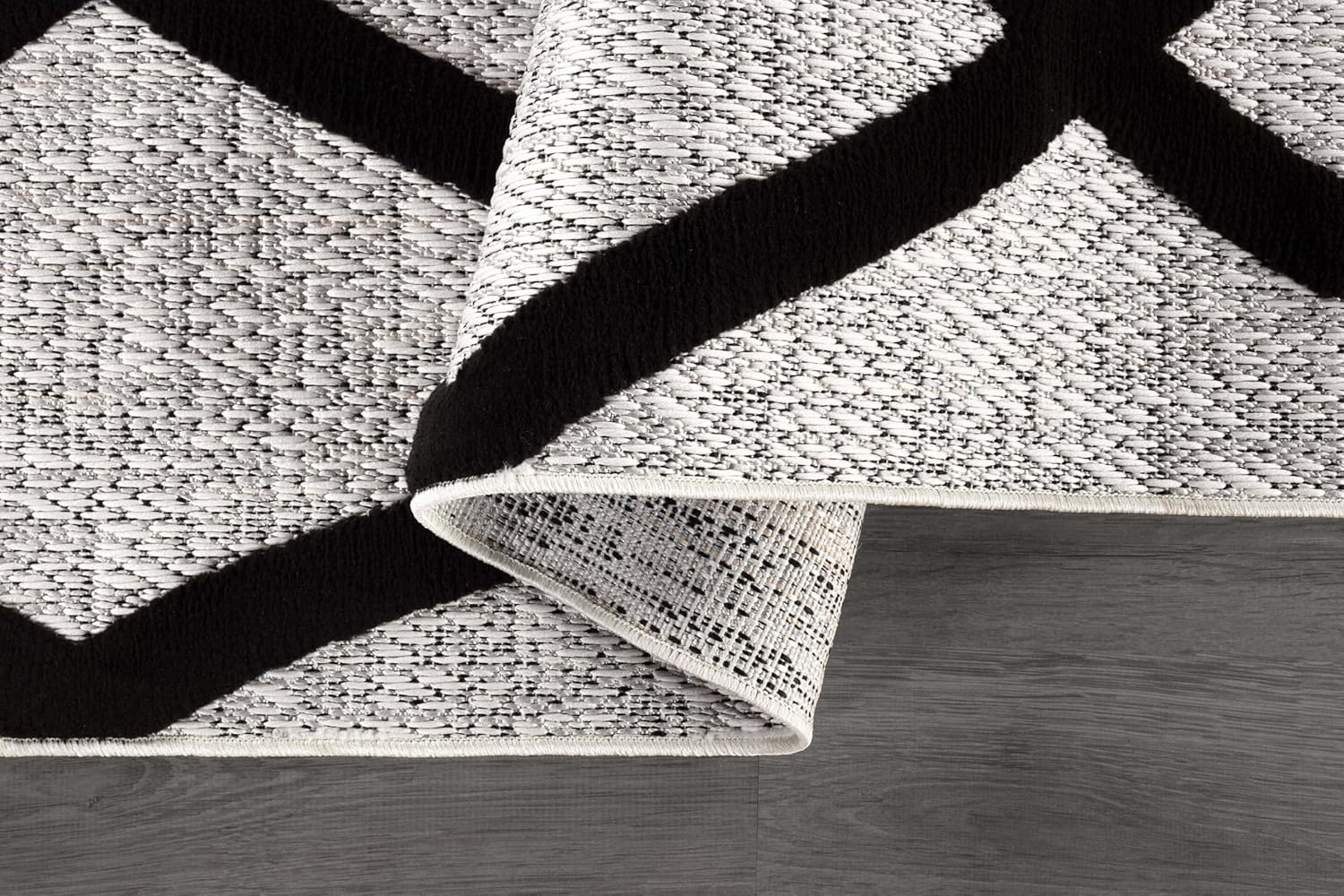 Bunny Black Gray Diamond Pattern Micro Loop Soft Non Shedding Area Rugs - Ornate Home