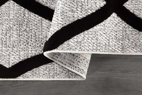 Bunny Black Gray Diamond Pattern Micro Loop Soft Non Shedding Area Rugs - Ornate Home