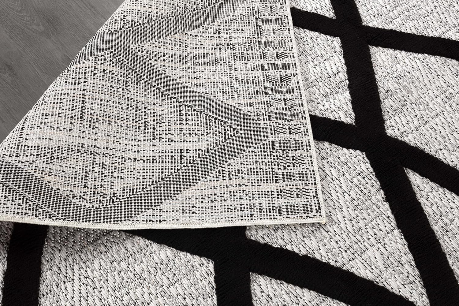 Bunny Black Gray Diamond Pattern Micro Loop Soft Non Shedding Area Rugs - Ornate Home