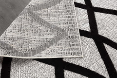 Bunny Black Gray Diamond Pattern Micro Loop Soft Non Shedding Area Rugs - Ornate Home