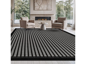 Bunny Black White Geometric Modern Luxury Zebra Micro Loop Soft Non Shedding Area Rugs - Ornate Home