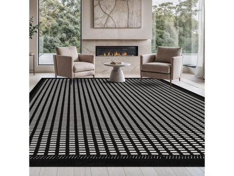 Bunny Black White Geometric Modern Luxury Zebra Micro Loop Soft Non Shedding Area Rugs - Ornate Home
