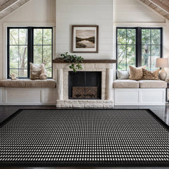 Bunny Black White Geometric Modern Luxury Zebra Micro Loop Soft Non Shedding Area Rugs - Ornate Home