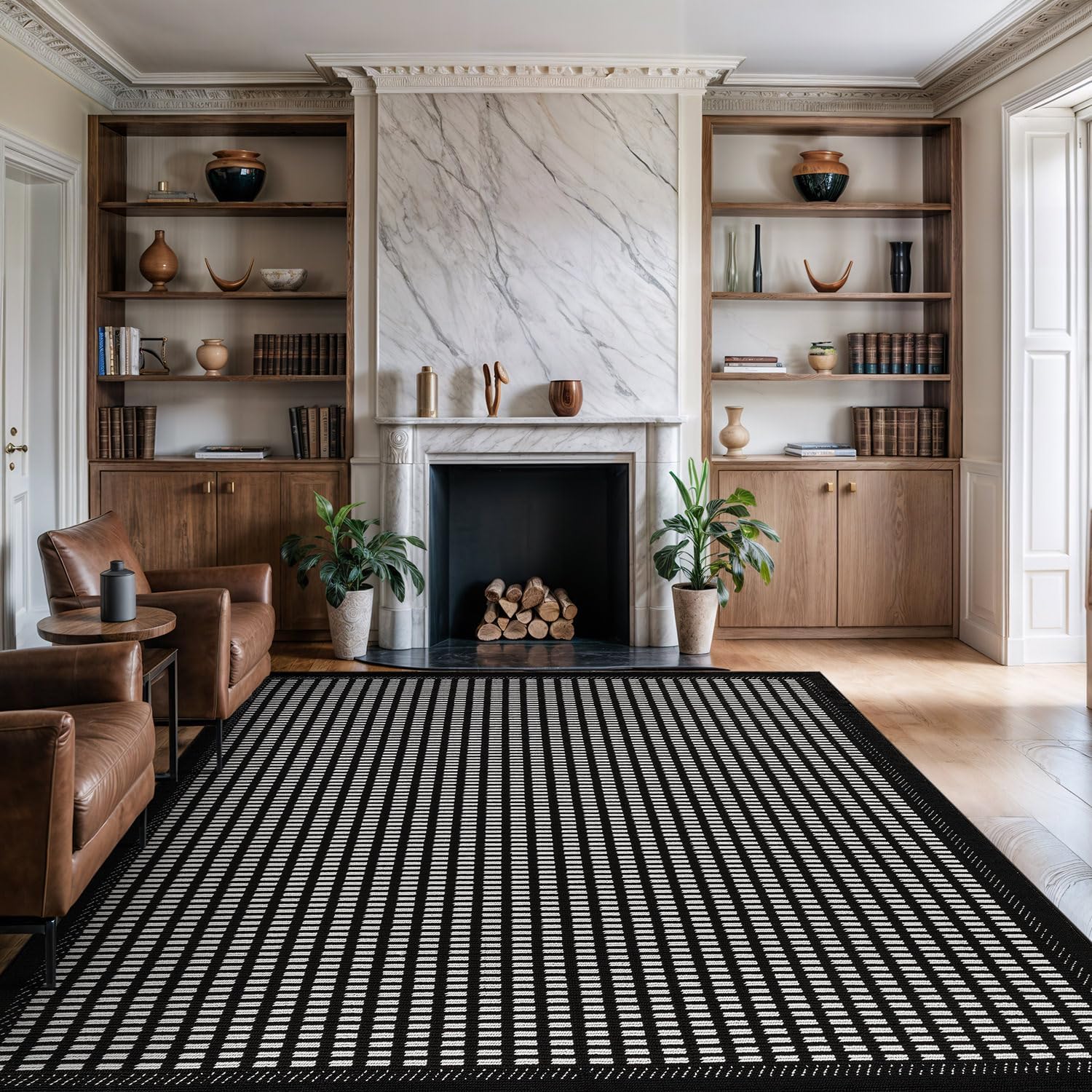 Bunny Black White Geometric Modern Luxury Zebra Micro Loop Soft Non Shedding Area Rugs - Ornate Home