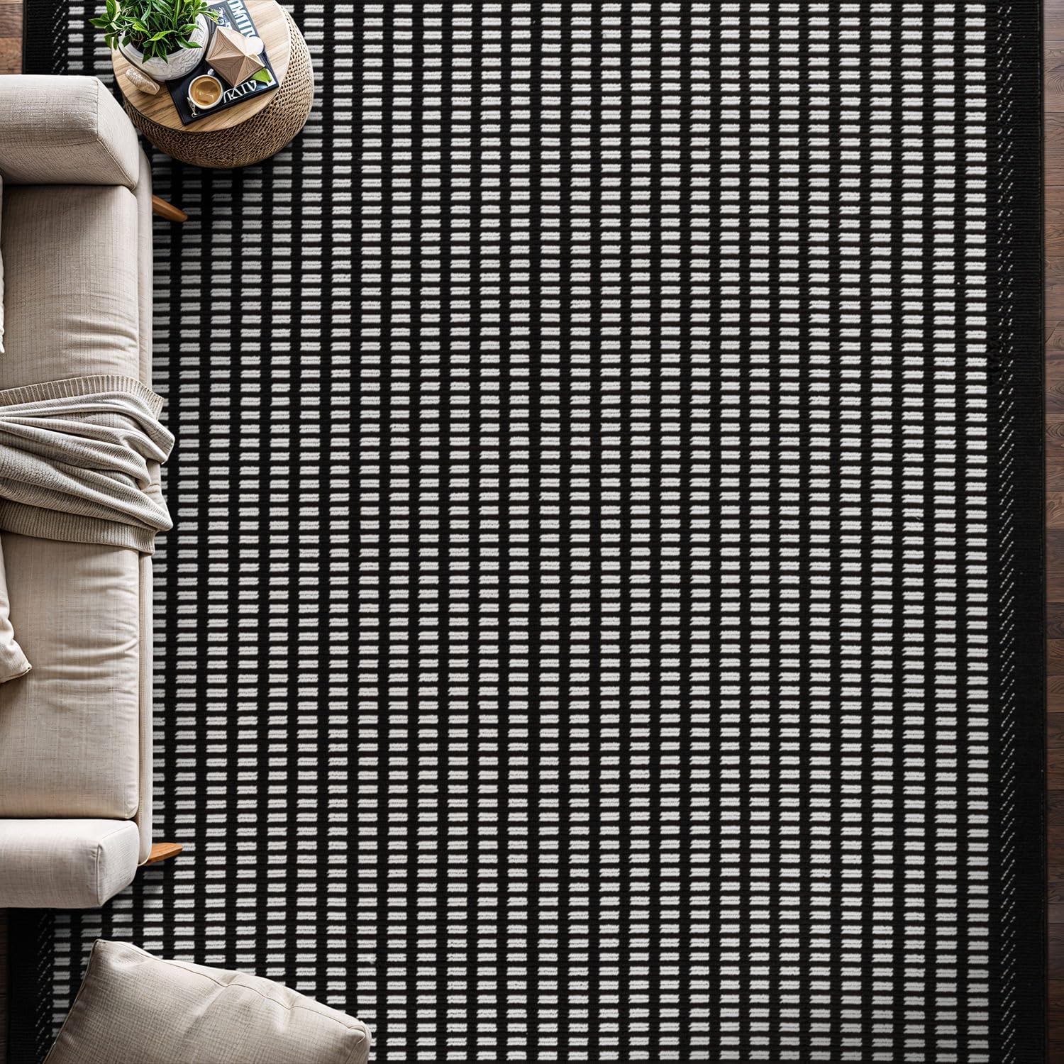 Bunny Black White Geometric Modern Luxury Zebra Micro Loop Soft Non Shedding Area Rugs - Ornate Home