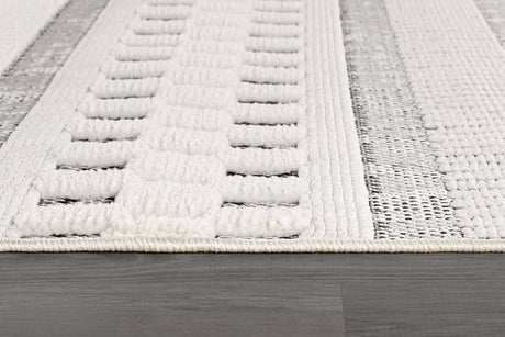 Bunny Gray White Geometric Modern Scandinavian Striped Micro Loop Soft Non Shedding Area Rugs - Ornate Home